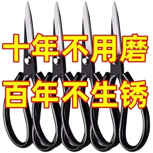 Ye Yu Stainless Steel Scissors Household Kitchen Knife King Multifunctional Tailor Scissors Black Pointed Paper Cutting Large Model 3cm German High Carbon Steel Not Sharp Extremely Durable Sharp (1 Pack - Extremely Sharp) Can Cut