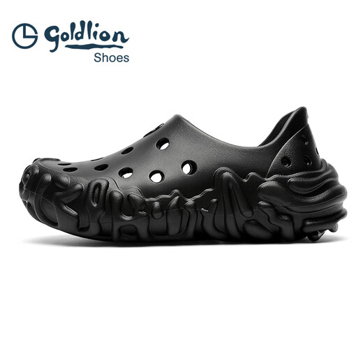 Goldlion Sandalen Herren Sommer 2025 Neue dickdelige nicht schlupfende atmungsaktive lässige Schuhe Pantoffeln Herrenloch Schuhe Schwarz 40