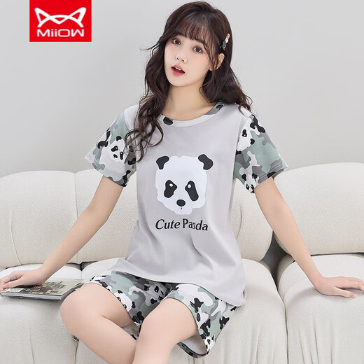 
Catman MIIOW pajamas for women in summer pure cotton short sleeve thin Korean version sweet and cute large size student home clothing set summer 1396 M women's style 75-85Jin [Jin equals 0.5 kg]