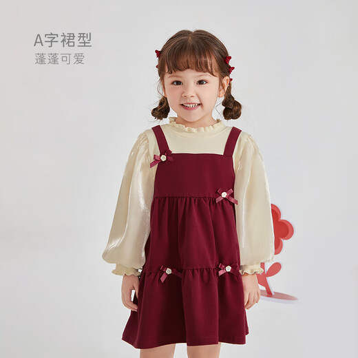 JELLYBABY three-dimensional bow fake two-piece high-end autumn new children's dress girl's skirt princess dress fashionable