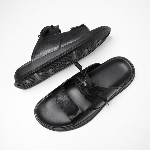 
DIFANPU international luxury brand men's shoes high-end men's casual shoes fashionable and versatile slippers comfortable to wear with flip-flops Black [brand gift box] 43