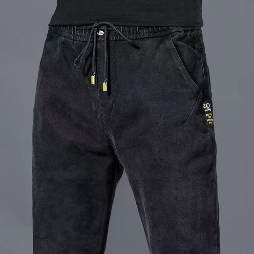 Jiaqing work pants men's wear-resistant loose elastic summer construction site tear-proof denim overalls labor protection work pants 433 gray high quality 2XL recommended 135-150Jin Jin equals 0.5 kg