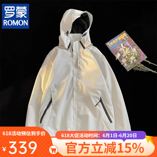 Romon Padre's Day Resada Choque de choques Menores de 2025 Nuevo verano delgado al aire libre de tres en una chaqueta suave ropa de altura de montaña 6628 negro [mismo modelo para hombres y mujeres] [tres en uno] l