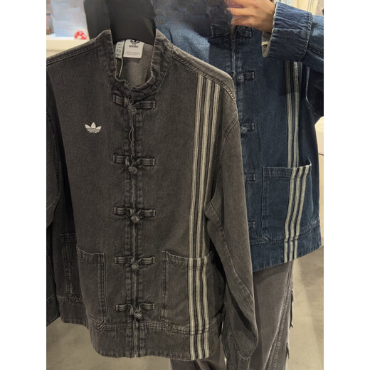 阿迪达斯 （adidas）三叶草蛇年新年款情侣新中式牛仔运动唐装外套JY8275JZ9928 蓝色JZ9928  L