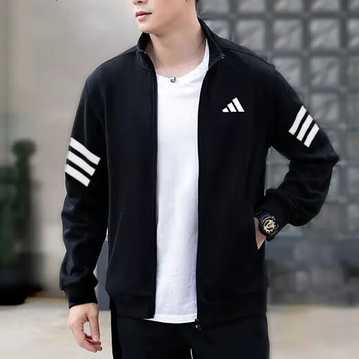 Adidas Jacke Herren 2025 Frühlings- und Herbst -New Sportswear Strick Ständer Kragen Herren Top Jacke JD4885 JD4885 Black XL