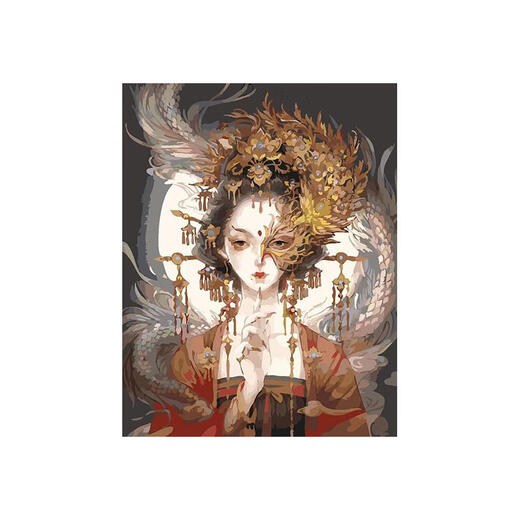 语森忆diy数字油画定制卧室古风动漫人物手工绘填充色油彩装饰画 半面妆 X11976 60*75订好内框