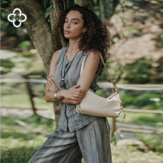 CASSILE Cassole women's bag tote bag 2025 real deer leather commuting light luxury crossbody bag birthday gift milkshake white