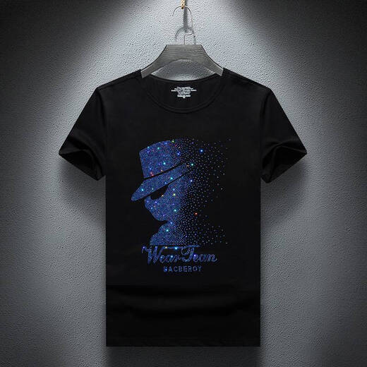 Jeep Spirit Jeep 2025 Summer New Men Fashion Fashion Brand Hot Diamond Cround Round Shece Forted Forted Young Cresessome и Wersatile Trend 1048 Black S (подходит для 90-110JIN [JIN равно 0,5 кг])