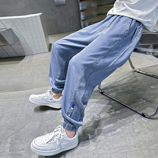 Boys' summer pants thin Tennis jeans 2025 summer new boys' ice silk mosquito-repellent pants thin and breathable PY-2575 denim mosquito-repellent pants - blue 150 Recommended height about 145cm