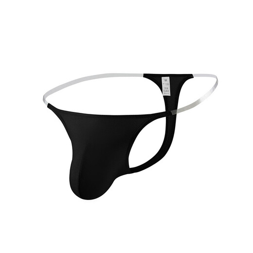 Men's Sexy Underwear Transparent Band Seamless T-Pants Men's U Highlights Trendy Features T-Pants Pure Desire Men Black 2XL