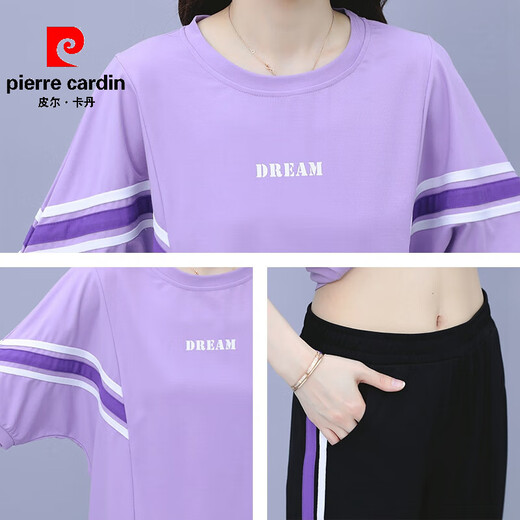 皮尔 卡丹时尚套装女2025年夏天新款显瘦洋气质小个子夏季运动服休闲两件 (1389)黑色 M (建议100斤以下)