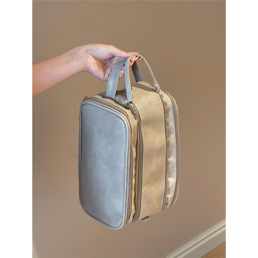 Japan's preferred cosmetic bag large capacity women's 2025 new portable storage bag travel portable waterproof toiletry bag camel extra large capacity Sancang eight districts (white inner