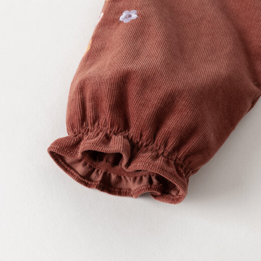 DAVE&BELLA spring new pure cotton girls' shirt corduroy baby girl shirt children's long-sleeved top baby clothes red and white check in stock 90 cm (recommended height 80-90cm)