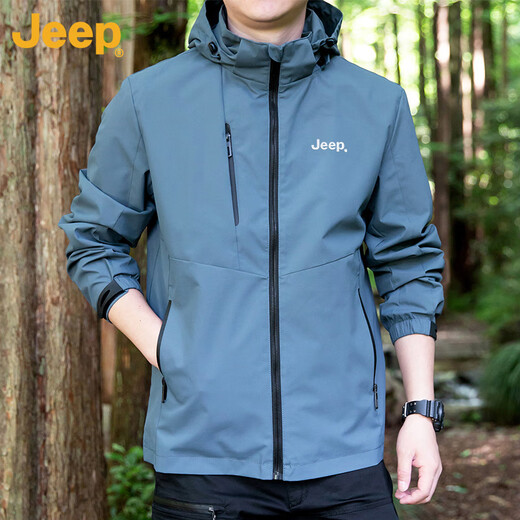 Jeep (JEEP) American genuine warm three-in-one sports jacket men's autumn and winter outdoor mountain climbing detachable hooded assault jacket gray-single clip official genuine XL suitable for 145Jin Jin equals about 0.5 kg
