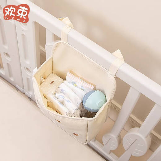 Crib hanging storage splicing bed diaper storage hanging basket fence storage basket diaper table side storage universal beige bear storage hanging bag