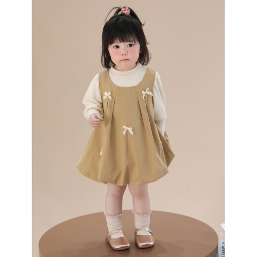 Yingshi Yingshi [código roto] Vestido de niñas Primavera y otoño 2025 NUEVAS NIÑAS PEQUEÑAS Ropa de primavera Baby Girlable Fashionable Red 90 cm