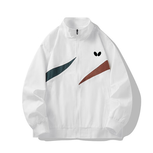 BUTTERFLY BALL Butterfly Ball Table Tennis Clothing Stand Collar Jacket 2025 Spring and Autumn Men and Women Sports and Leisure Windproof Warm Trench Jacket White [HD-9921] L