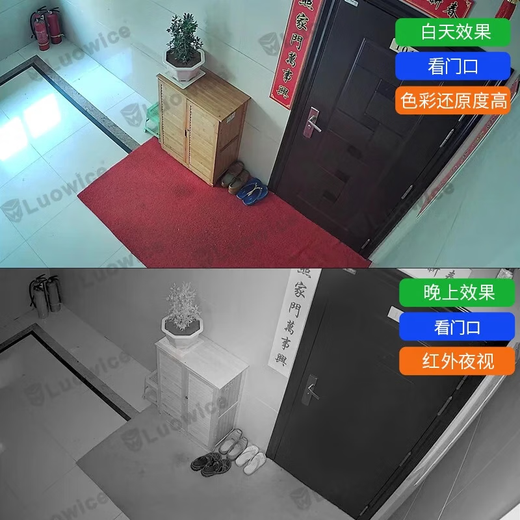 镭威视入户门口4g终身免流量免插电源摄像头360度无死角带夜视全景手机远程无线无需连wifi家用车载室外 【4G免充值】方形版+免钉安装+128G