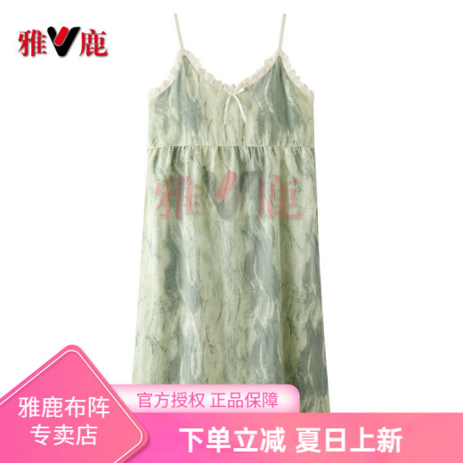 Yalu hosender Nachthemd mit Brustpolster Sommer dünner reines Baumwollpyjamas reines und sexy Mädchen Casual Kleid QM6626 L