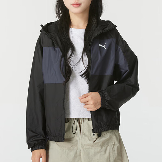 彪马（PUMA）女装2025春夏新款健身训练服梭织连帽夹克运动外套休闲跑步防风衣 684108-01 XS