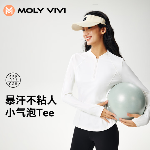 MOLY VIVI small bubble breathing sports long-sleeved 2025 new quick-drying T-shirt tops Pilates fitness running yoga clothes for women Dark Night Black M