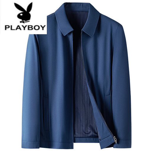 花花公子（PLAYBOY）2025新款春秋含桑蚕丝夹克男中年商务薄款行政爸爸装男士高端外套 38217卡其 2XL 165-180斤穿