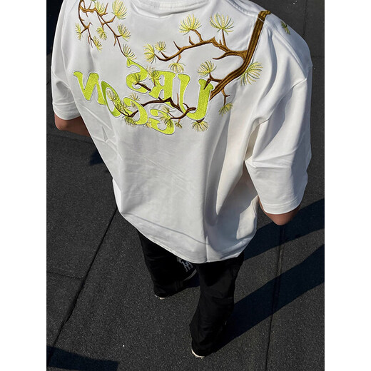 Camiseta estadounidense de manga corta bordada de peso pesado de Du Xiaoxian para niños en verano y guapo Cityboy Pareja de camiseta de media manga DSA486-CXT2691 Negro [alta calidad] XL [recomendado 120-140Jin [Jin equivale a 0.5 kg]]]