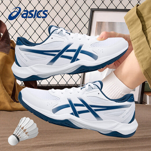 ASICS Badminton Shoes GEL-ROCKET 12 Men's and Women's 2026 New Official Flagship Cushioning Training Shoes White/Blue-100 42.5