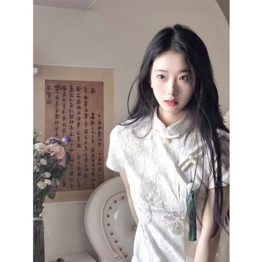 仙僖俫改良旗袍2025夏气质白裙国风 831花色 2XL