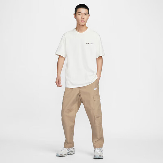 耐克（NIKE）纯棉印花短袖男士跑步上衣宽松半袖夏季新款运动T恤 帆白色/HF6172-133 纯棉透气 假 2XL 推荐180-190斤