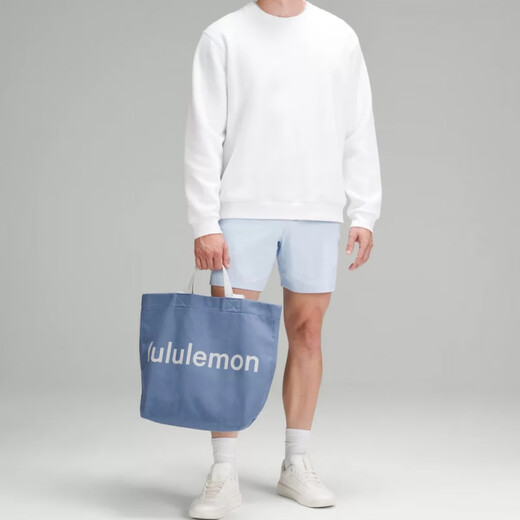 Lululemon17L Buchstabe bedruckte Schnappschnalle geschlossene Baumwolltasche Einkaufstasche Einkaufstasche One-Shoulder Handtasche normale Frauen grün Oase Blau