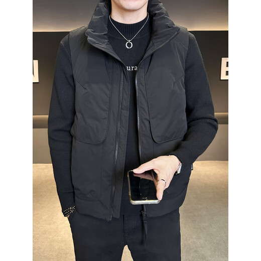 Semir men's stand-up collar down vest winter fashion trend vest American work vest outer wear versatile warm clothes black L 120-135Jin Jin equals 0.5 kg