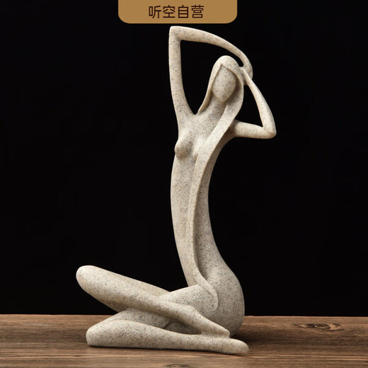 Nordic High-End Moderne Kunstwerke Sandstein kreatives Kunsthandwerk zu Hause langhaarige Schönheit Wohnzimmer Dekorationen Offen 12034 20 cm*10,5 cm*10 cm