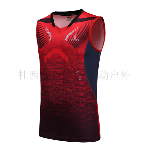 杜西哲（DUXIZHE）夏季羽毛球服背心男女款速干运动服套装情侣无袖乒乓球衣气排球服 3889男款红色单件背心 M