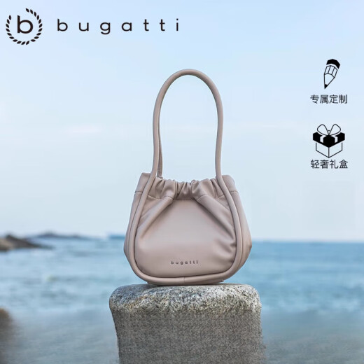Bugatti Marca de vegetales Bolsa para mujeres Bolsa de gran capacidad Bag de alta gama Pleaded Bucket de mano grande Bolsa Flaghship oficial Atén amarillo