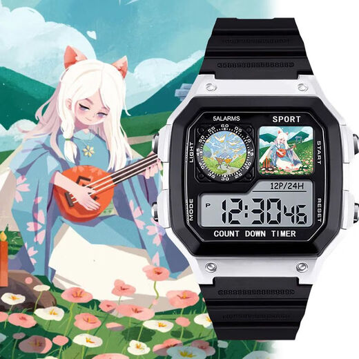 
Sky Light Escape Characters Anime Customized Watch Two-dimensional Smart Small Square Electronic Watch Men and Women's Model Students [Fashion Silver-Electronic Watch] z3882 Light Escape Super Value Gift Pack (Extra Long Battery + Gift Box Packaging)