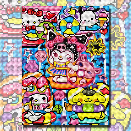 
Xiao Jiejiang chose Kulomi diamond painting cartoon collection DIY handmade self-adhesive diamonds to send best friends and couples high-value gifts to decorate paintings X11164 White frame + 30% more diamonds + double tool] Canvas 4