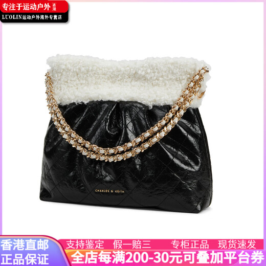 Calvin Klein小ck 夏新链条百搭款 棉 腋下流浪包托特包Tote包购物袋单肩包 女 Noir黑色 基础装(包)