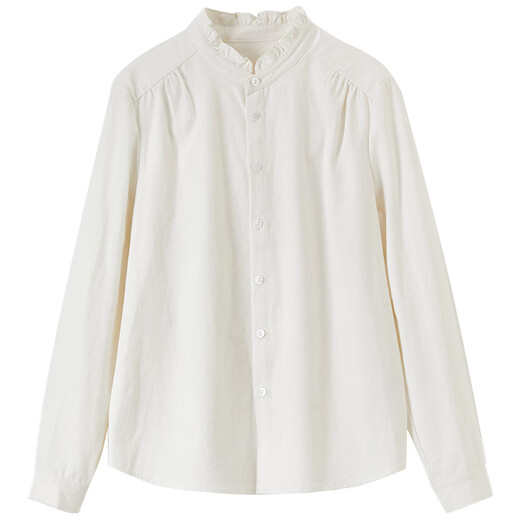 Chandubila Fungus Neckline 2025 Autumn Stand Collar Shoulder Pleated Placket Single Breasted Pleated Cuffs Shirt