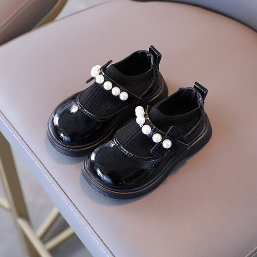 Leather Shoes Girls Princess Shoes Children's Small Leather Shoes Spring and Autumn 2025 New Autumn Style Girls' Single Shoes Baby Leather Shoes Black 24
