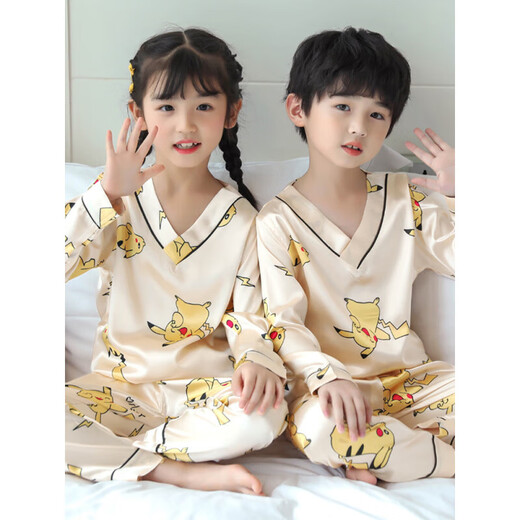 奥特曼儿童睡衣女童春秋季薄款小女孩中大童长袖冰丝空调服家居服套装潮 V领紫库洛米 120 10码高110-120CM重33-40斤