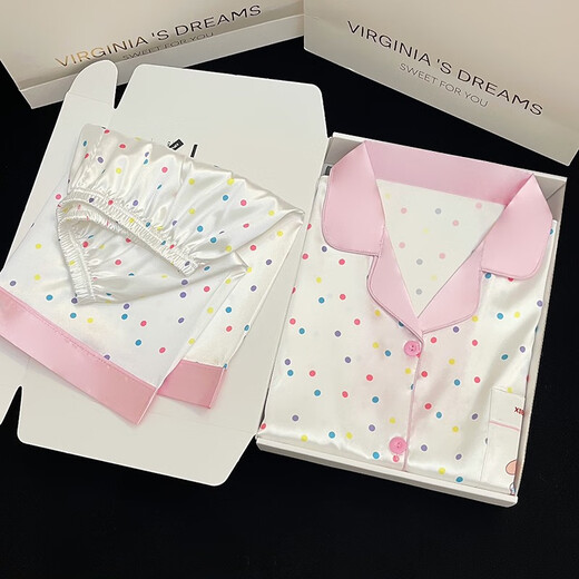 Ran Yilan's Même célébrité Internet Ins Style Summer NOUVEAU COULEUR POLKA POT DOT CHEPER CHEUVE CLIGHE SILK DOUELLE ET MIGNE Student Home Vêtements Light Yellow # YX-9214 L 99-115JIN [Jin est égal à 0,5 kg]
