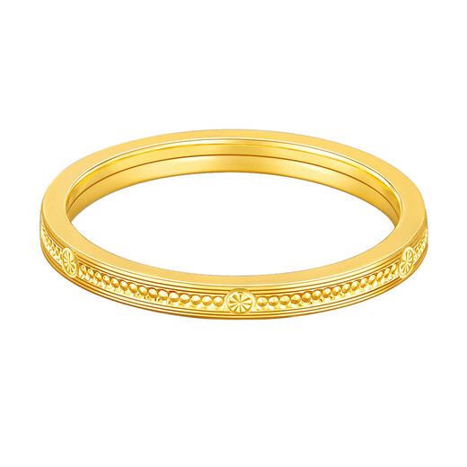 Laomiao gold ring 18k gold ball diamond fixed ring ring 15#/about 1.1g