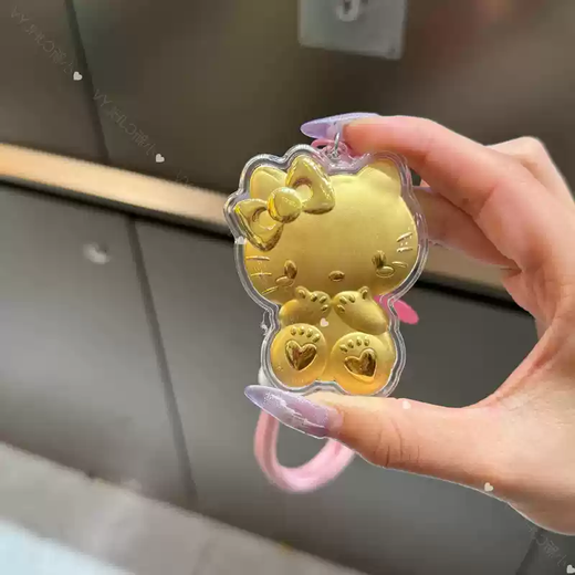黄金KT猫钥匙扣999足金hellokitty猫手机挂坠包包挂件送女友礼物 20mgKT猫＋挂绳=礼盒装=证书