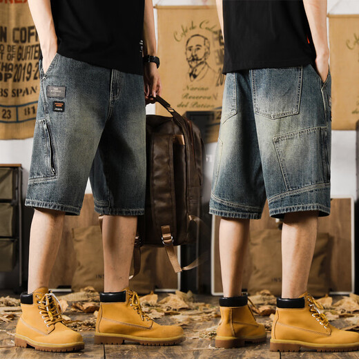 
Yiling Yibei's new American casual denim shorts men's summer loose large size versatile five-point pants 9926 blue 28 suitable for 90-105 Jin [Jin equals 0.5 kg]