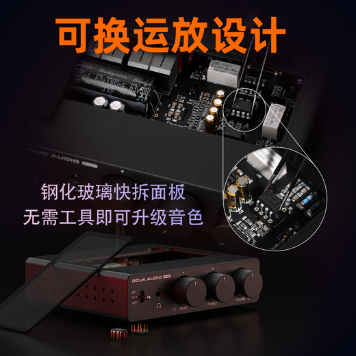 DOUK AUDIO A5 PRO TPA3255 Bluetooth power amplifier Class D PFFB headphone amplifier op amp replaceable A5 PRO+48V5A gallium nitride power supply