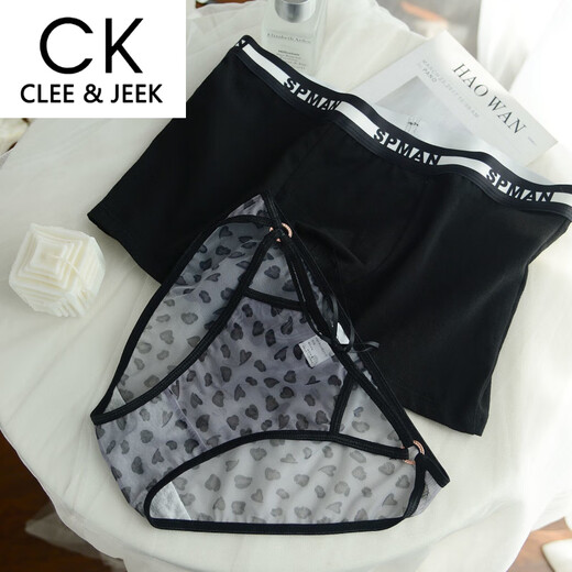 Clee/Jeek schwarz ein Mann eine weibliche weibliche baumwolleis ice seide reine durchscheinende Briefs Bänder Geschenk Set 6628 Paar ein Mann eine Frau m Frauen l