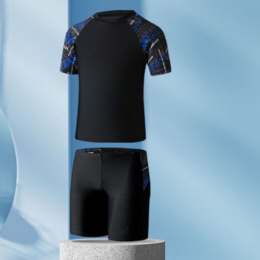 Xiaomijiao swimming trunks three-piece men's swimsuit complete set of equipment 2025 new style student adult youth swimming cap swimming goggles navy + swimming cap + swimming goggles nose clip earplugs XL (91-115Jin Jin equals 0.5 kg)