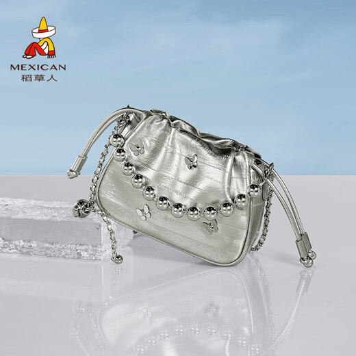Vogelscheuche (mexikanische) Tasche für Frauen auf Sommermode und vielseitige Crossbody-Umhängetaschen Schmetterling Silber Nische Textur Wolkentasche Silber (Vorverkauf an 5,3 Tagen)