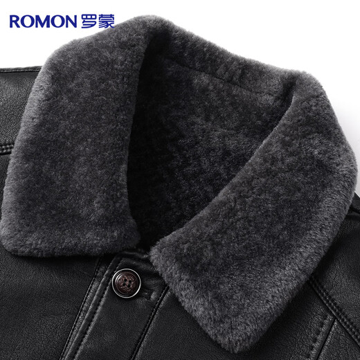 Luo Meng Leather Jacket Men's Velvet Thickened Autumn and Winter Jacket Warm Young and Middle-aged Leather Jacket Top Fleece Collar Dad Clothes